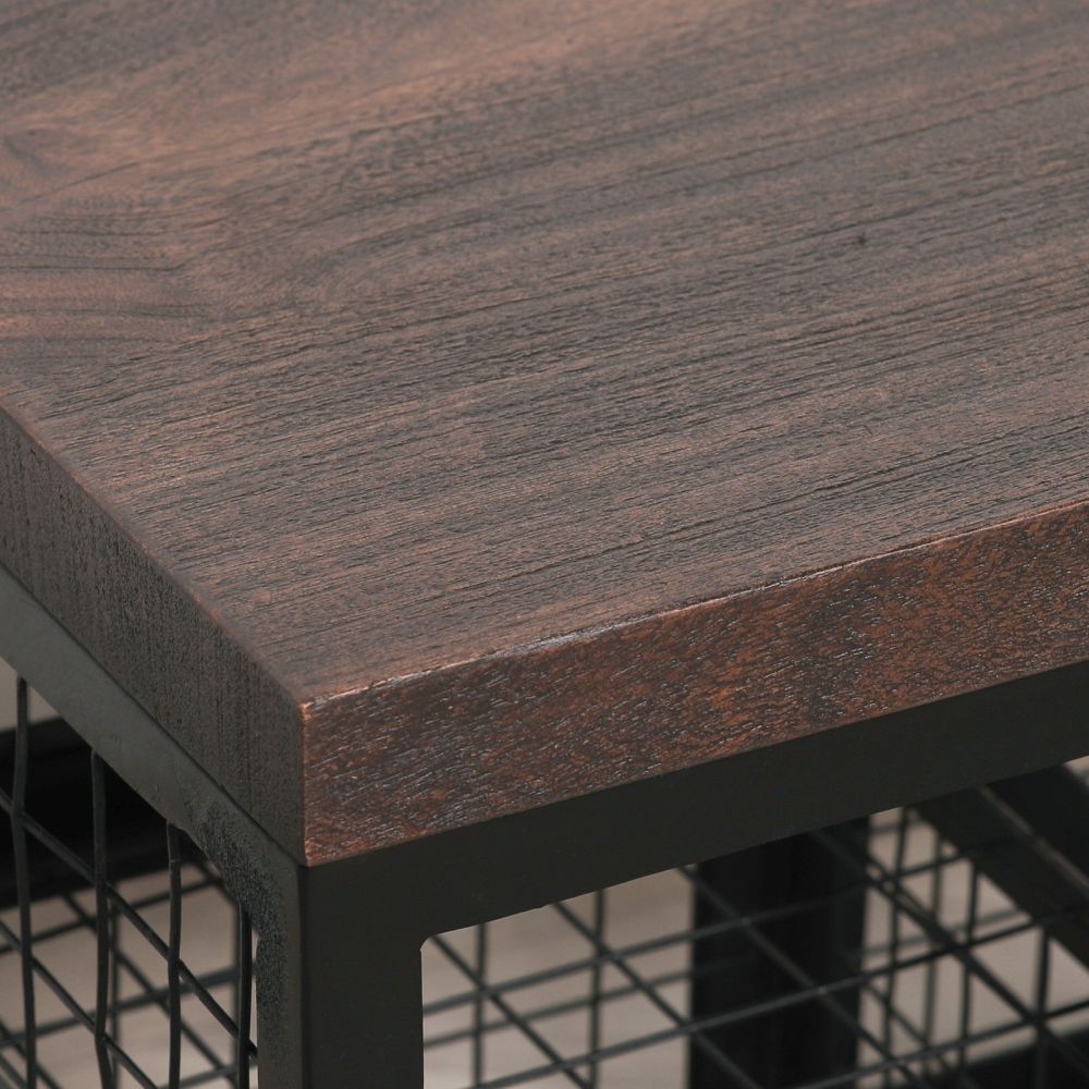 Product photograph of Black Metal With Wooden Top Storage Shoe Rack Bench from Choice Furniture Superstore.